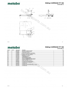 Metabo Sliding CARRIAGE TF 100 0914015600 10 Spare Parts