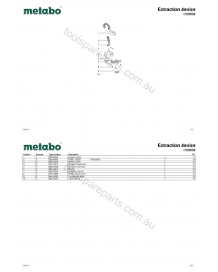 Metabo Extraction device 31899000 Spare Parts