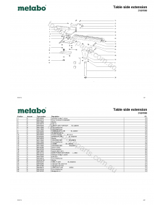 Metabo Table side extension 31897000 Spare Parts
