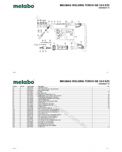 Metabo MIG/MAG WELDING TORCH SB 15/4 KZ2 0902009957 10 Spare Parts