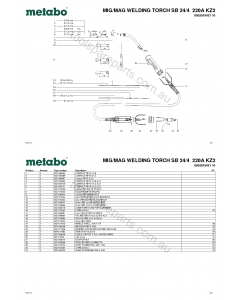 Metabo MIG/MAG WELDING TORCH SB 24/4 220A KZ2 0902019421 10 Spare Parts