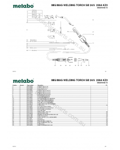 Metabo MIG/MAG WELDING TORCH SB 24/5 220A KZ2 0902019430 10 Spare Parts