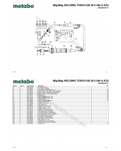 Metabo Mig/Mag WELDING TORCH SB 25/3 200 A KZ2 0902008330 10 Spare Parts