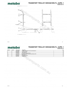 Metabo TRANSPORT TROLLEY SWK250/WIG FL.-AUFN. 1 0902007229 10 Spare Parts
