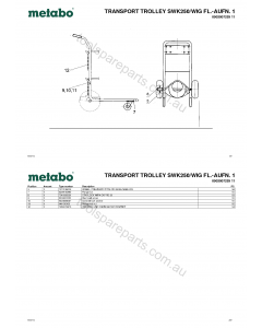 Metabo TRANSPORT TROLLEY SWK250/WIG FL.-AUFN. 1 0902007229 11 Spare Parts