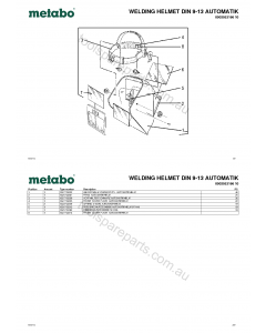Metabo WELDING HELMET DIN 9-13 AUTOMATIK 0902053166 10 Spare Parts