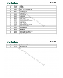 Metabo BASIC 265 0230022216 11 Spare Parts