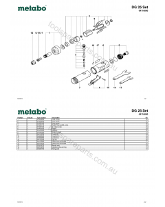 Metabo DG 25 Set 04116000 Spare Parts