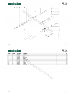 Metabo DG 700 01554000 Spare Parts
