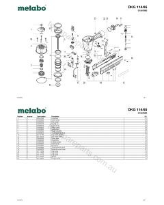 Metabo DKG 114/65 01567000 Spare Parts