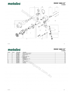 Metabo DSSW 1690-3/4" 01550000 Spare Parts