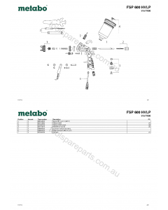 Metabo FSP 600 HVLP 01577000 Spare Parts