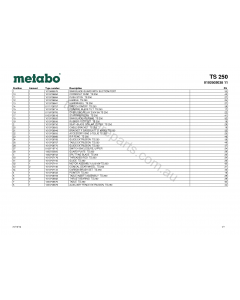 Metabo TS 250 0102502038 11 Spare Parts