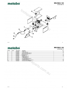 Metabo MIG/MAG 140 0271071507 10 Spare Parts