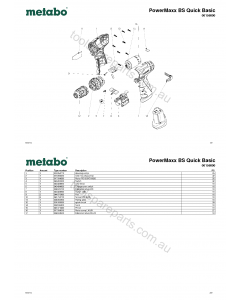Metabo PowerMaxx BS Quick Basic 00156000 Spare Parts