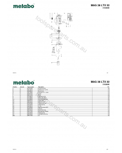 Metabo MAG 28 LTX 32 21028000 Spare Parts