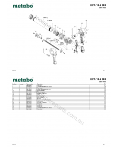 Metabo KPA 10.8 600 02117000 Spare Parts