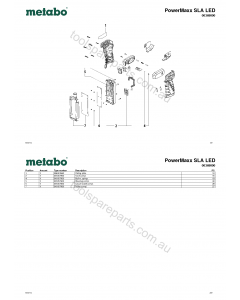 Metabo PowerMaxx SLA LED 00369000 Spare Parts