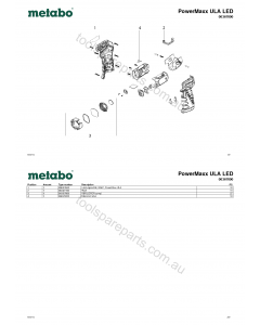 Metabo PowerMaxx ULA LED 00367000 Spare Parts