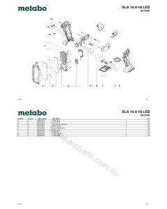 Metabo SLA 14.4-18 LED 00370000 Spare Parts