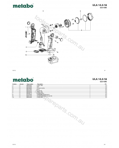 Metabo ULA 14.4-18 02311000 Spare Parts