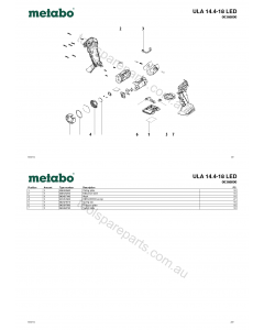 Metabo ULA 14.4-18 LED 00368000 Spare Parts