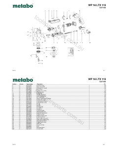 Metabo WP 18 LTX 115 13071420 Spare Parts