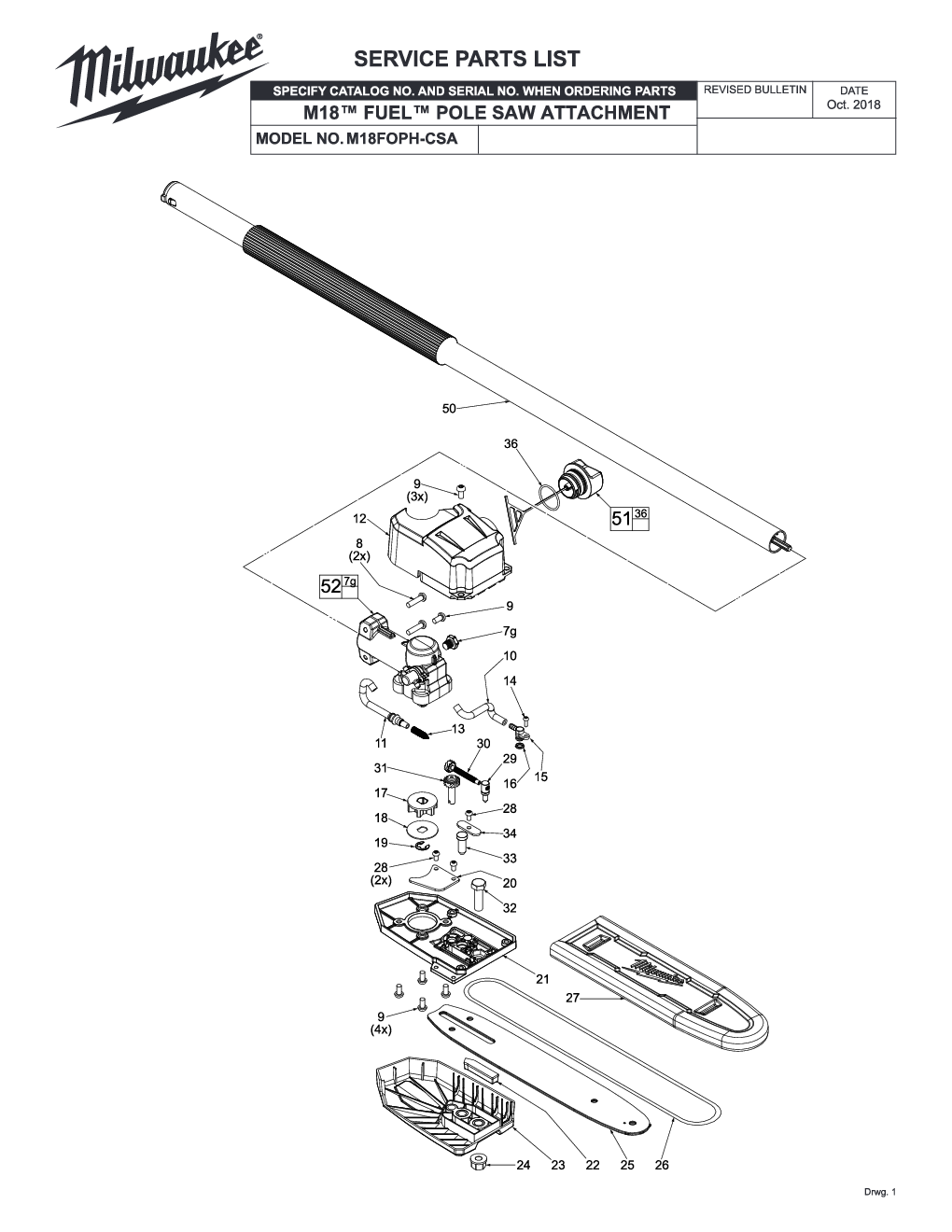 Milwaukee M18FOPH-CSA Diagram 1