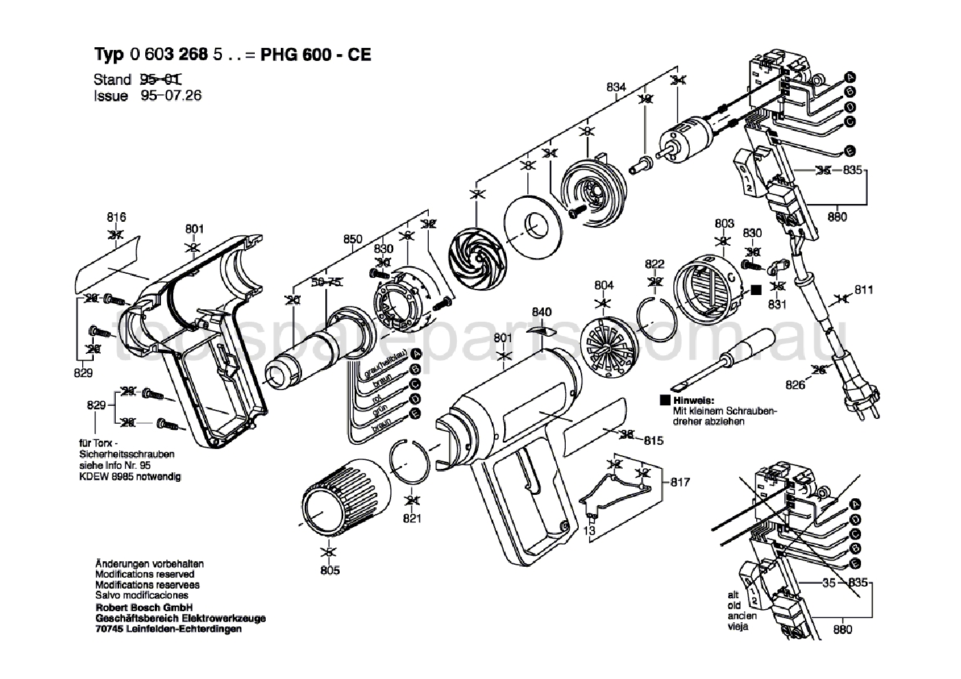 Bosch PHG 600 CE 0603268537  Diagram 1