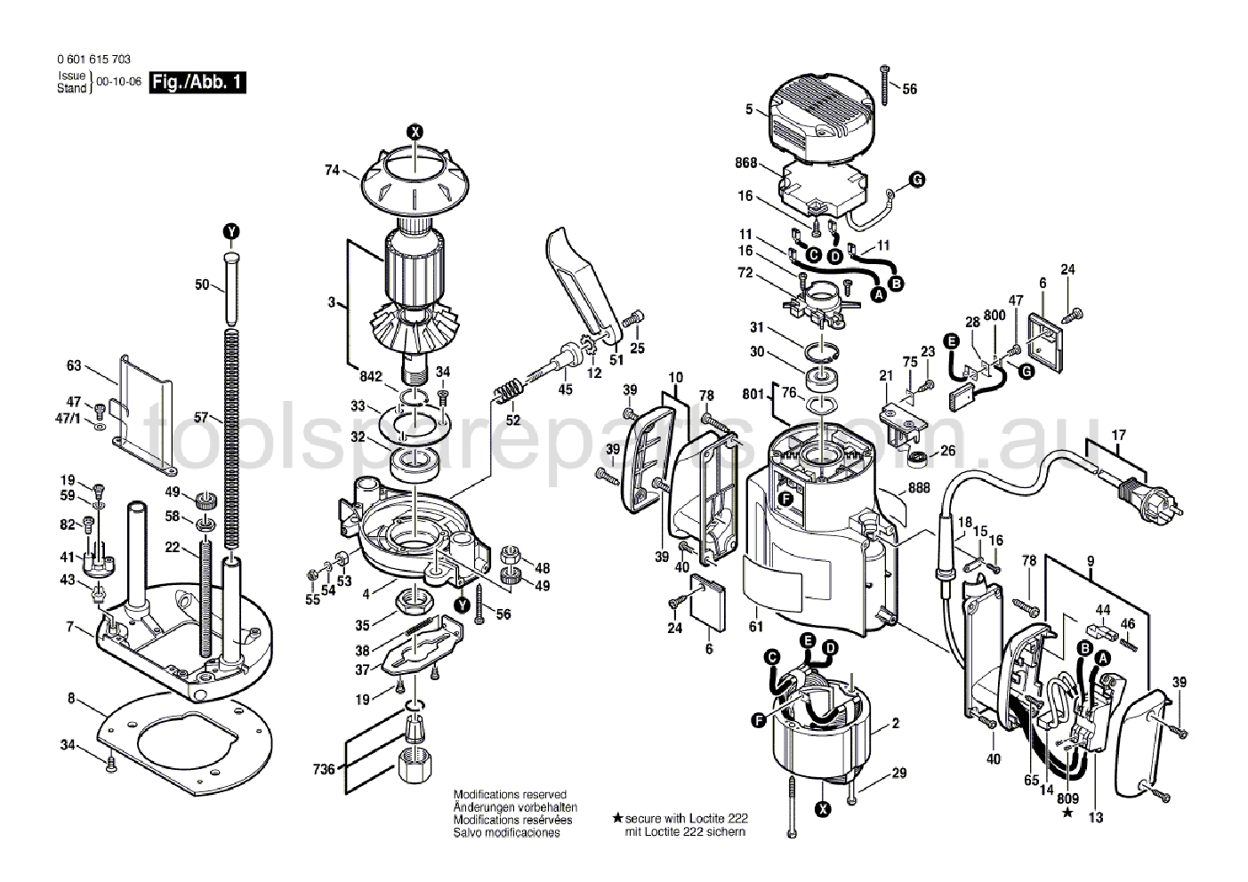 Bosch GOF 1700 ACE 0601615737  Diagram 1