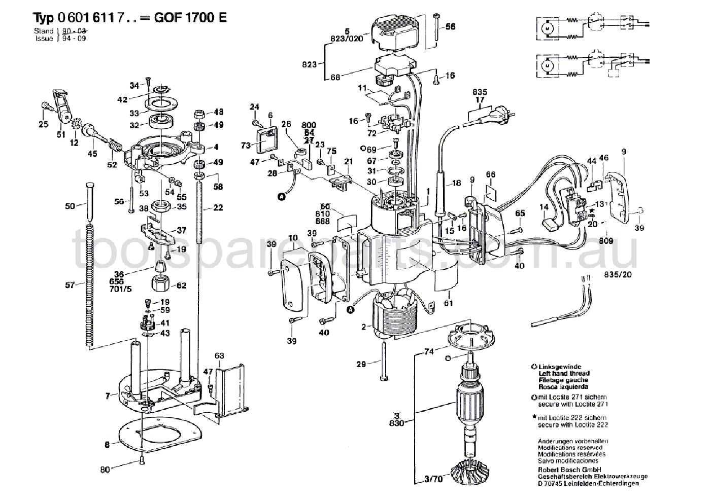 Bosch GOF 1700 E 0601611737  Diagram 1