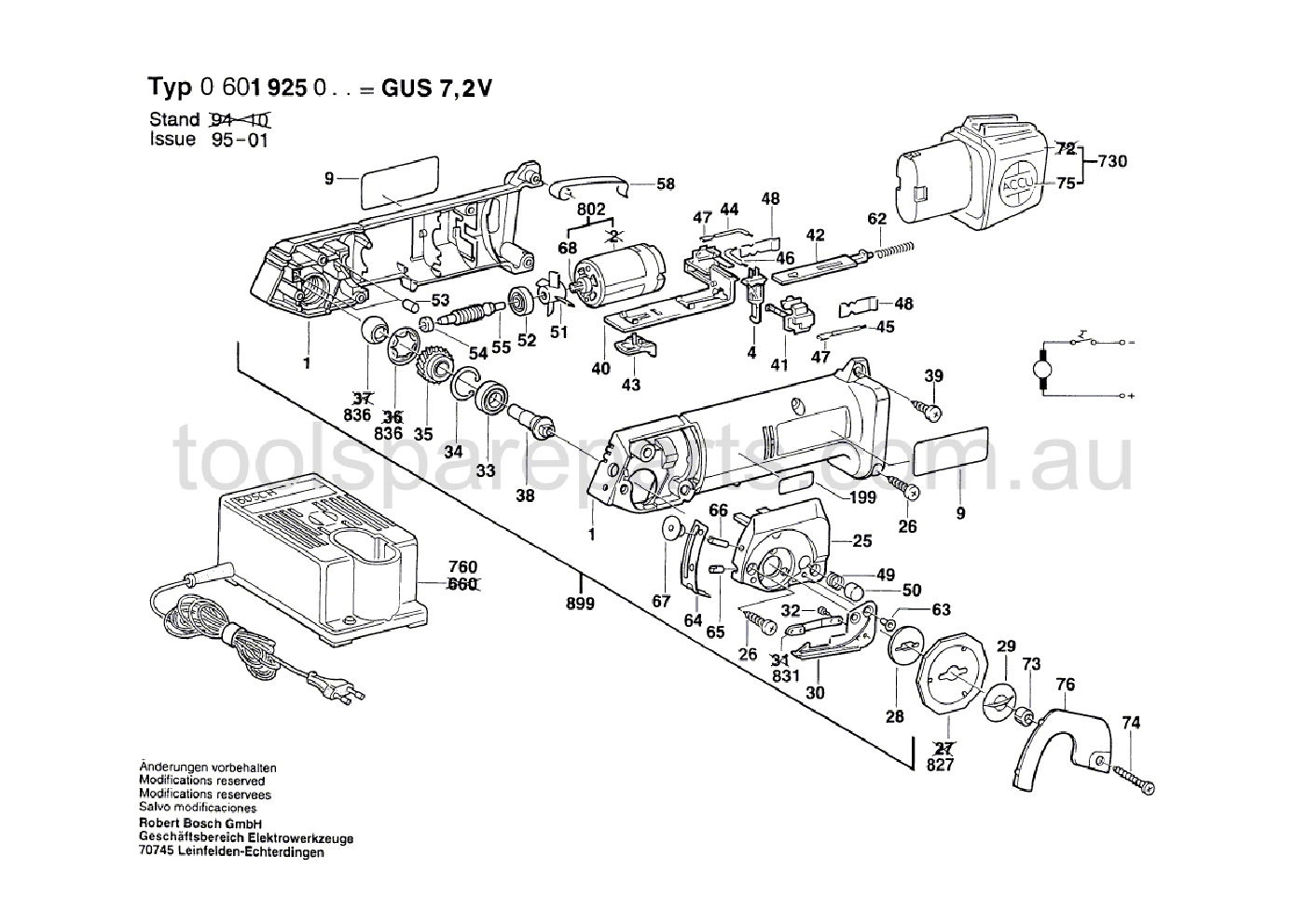 Bosch GUS 7.2 V 0601925037  Diagram 1