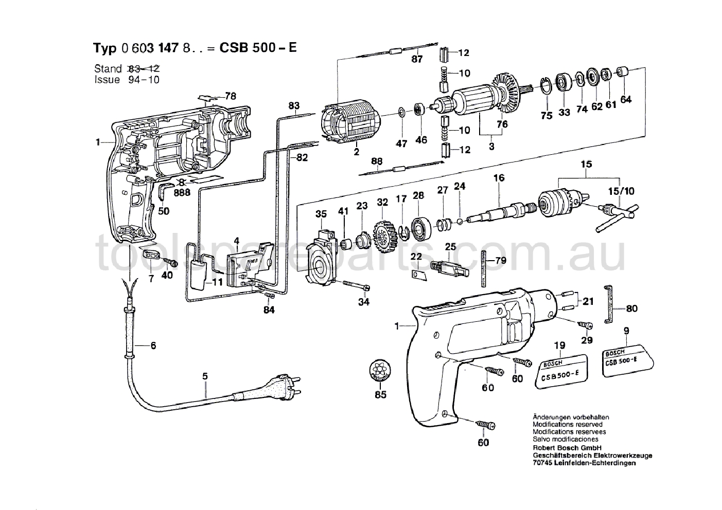 Bosch CSB 500-E 0603147837  Diagram 1