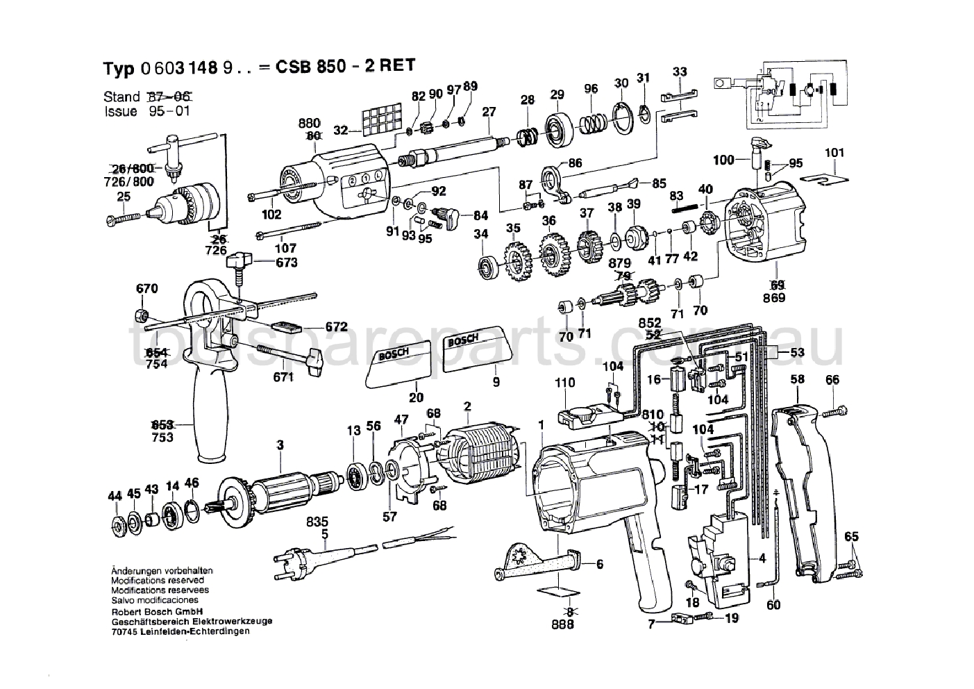 Bosch CSB 850-2 RET 0603148937  Diagram 1