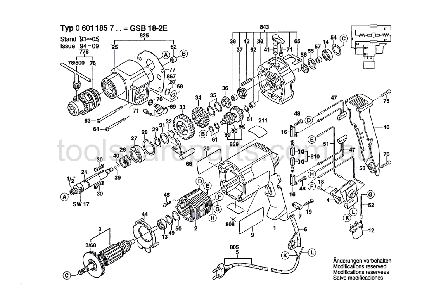 Bosch GSB 18-2 E 0601185737  Diagram 1