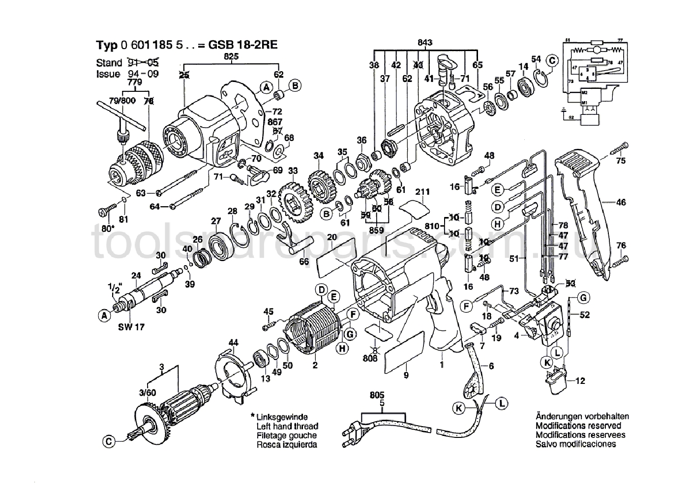 Bosch GSB 18-2 RE 0601185537  Diagram 1