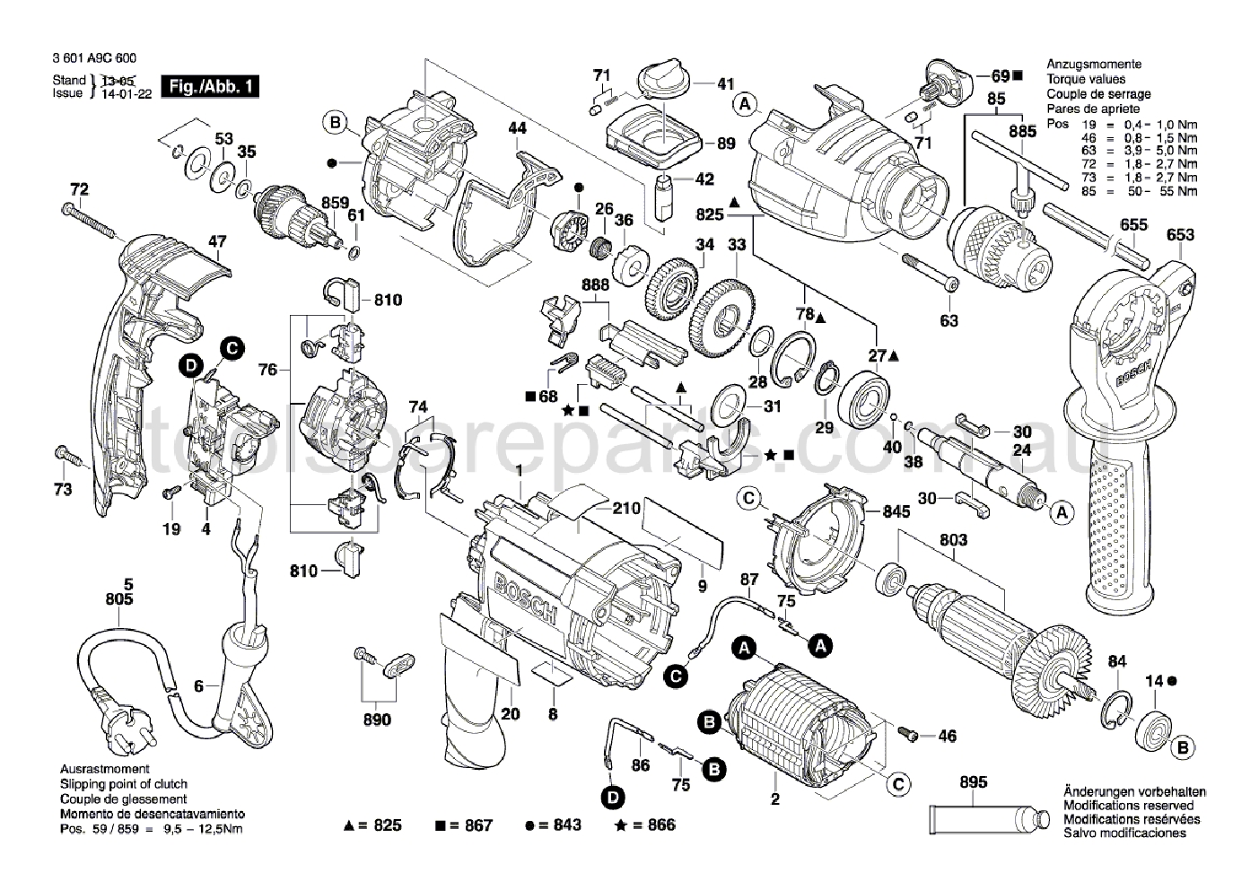 Bosch GSB 21-2 RE 3601A9C640  Diagram 1