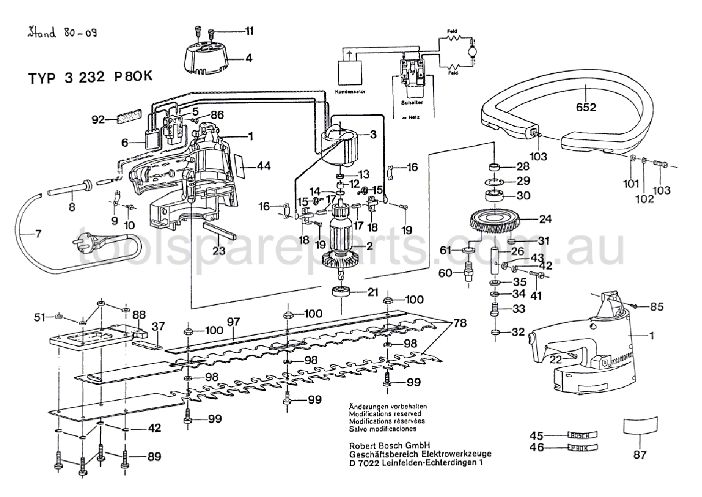 Bosch P 80 / P 80 K 0603232037  Diagram 1