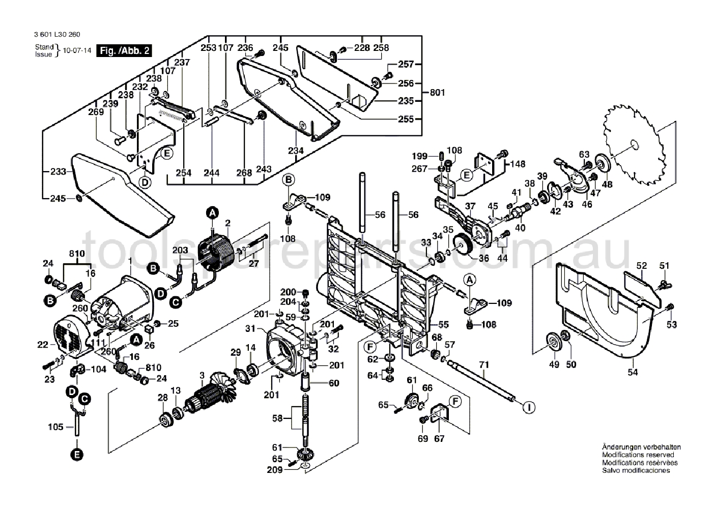 Bosch GTS 10 3601L30240  Diagram 2