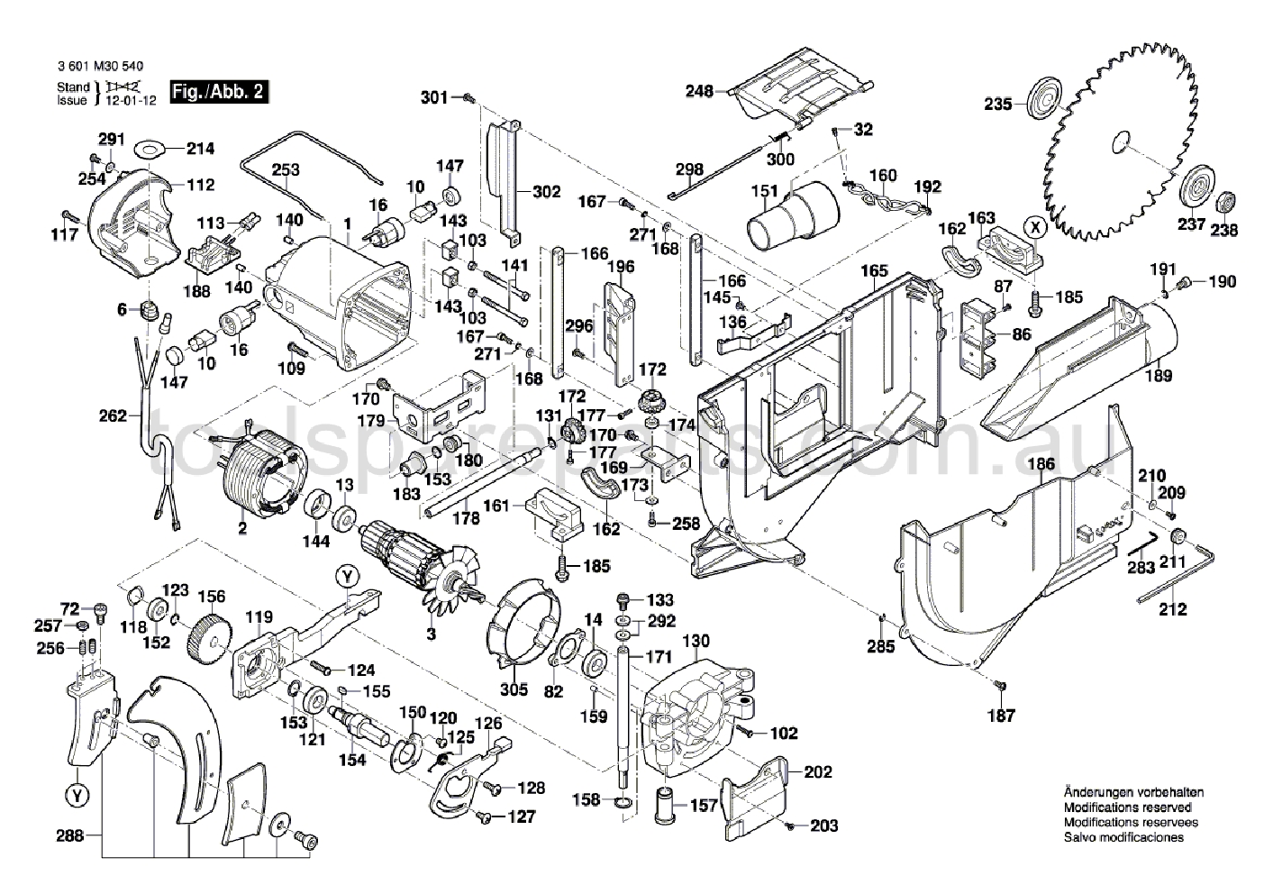 Bosch GTS 10 J 3601M30540  Diagram 2