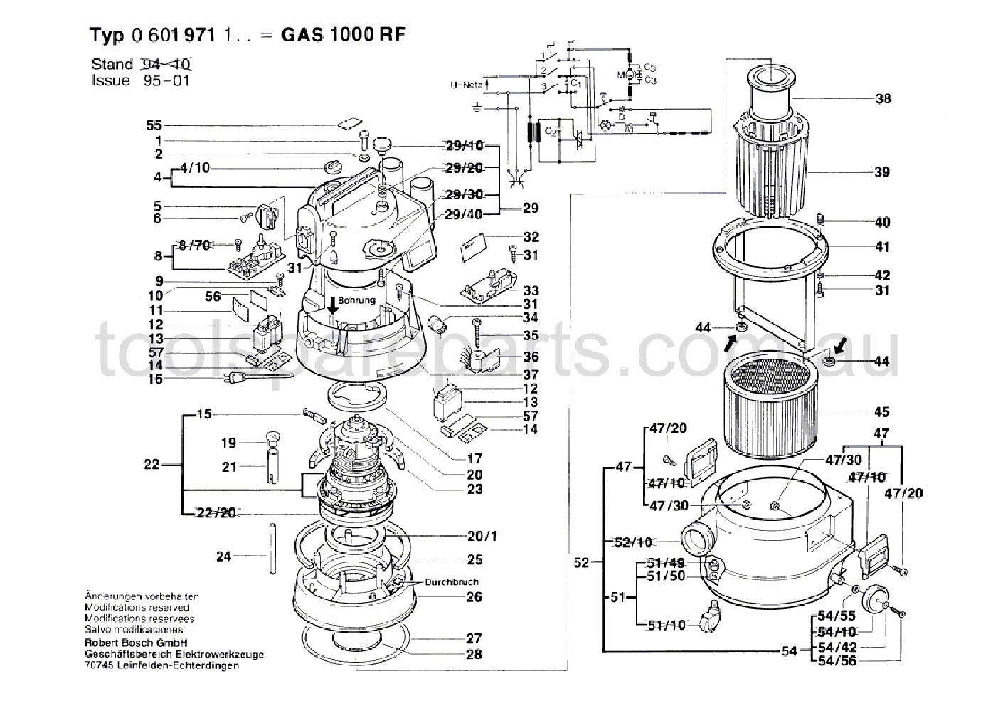 Bosch GAS 1000 RF 0601971137  Diagram 1