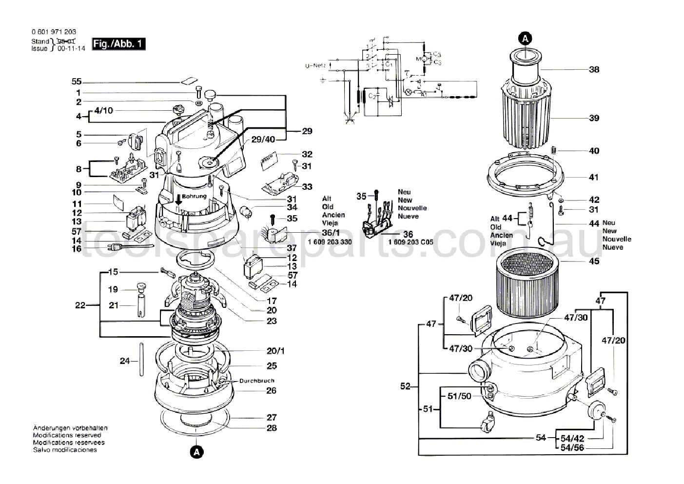 Bosch GAS 1000 RF 0601971237  Diagram 1