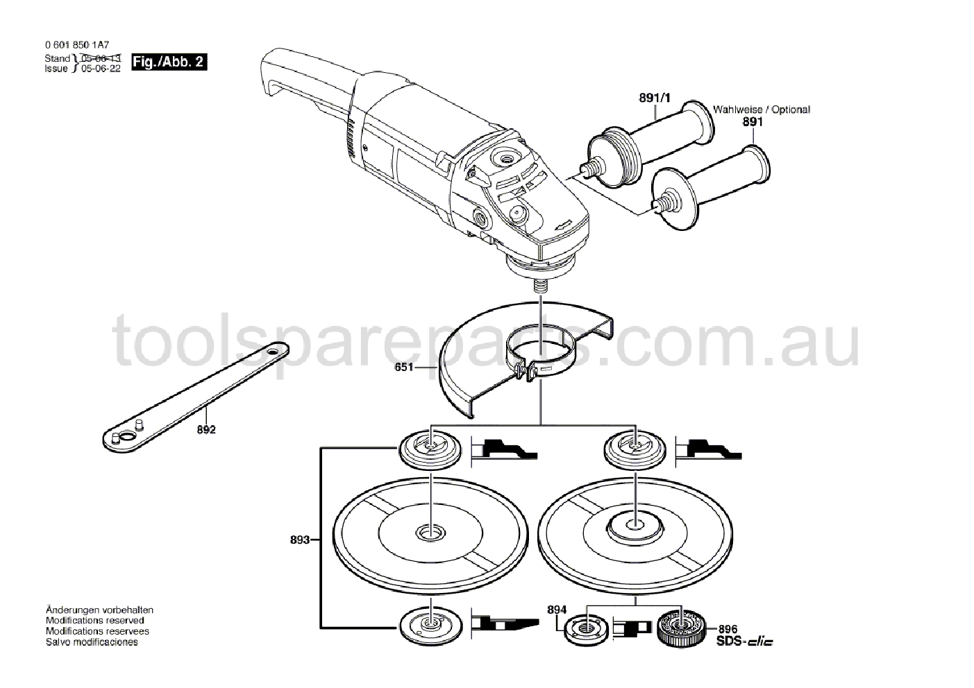 Bosch GWS 20-230 06018501A7  Diagram 2