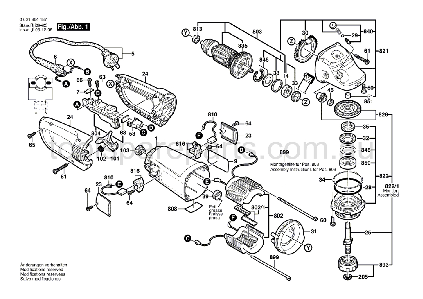 Bosch GWS 24-230 BX 0601864187  Diagram 1
