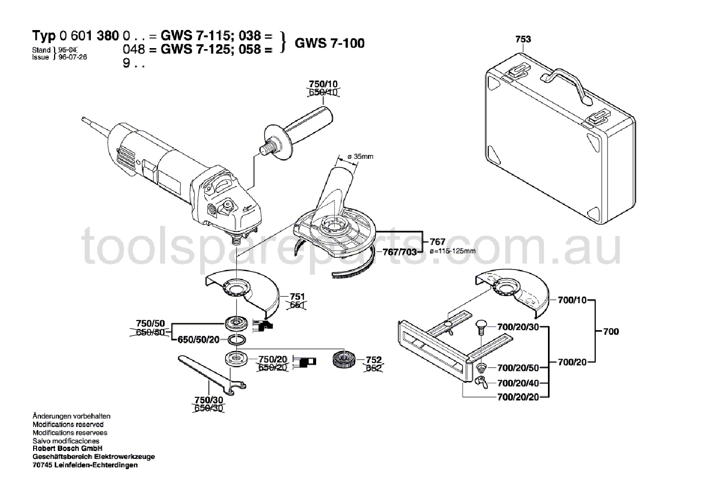 Bosch GWS 7-115 0601380937  Diagram 2