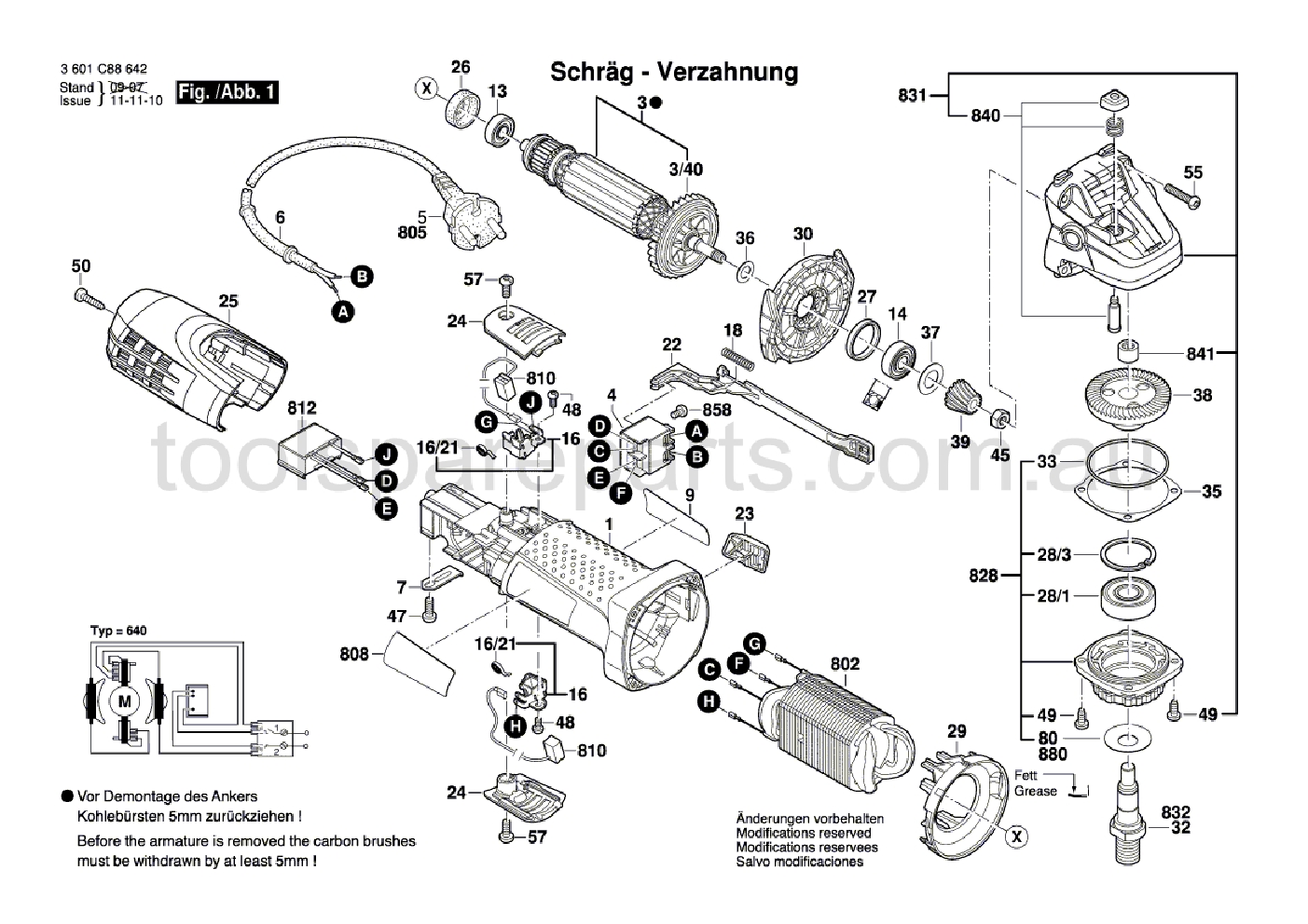 Bosch GWS 7-125 T 3601C88642  Diagram 1