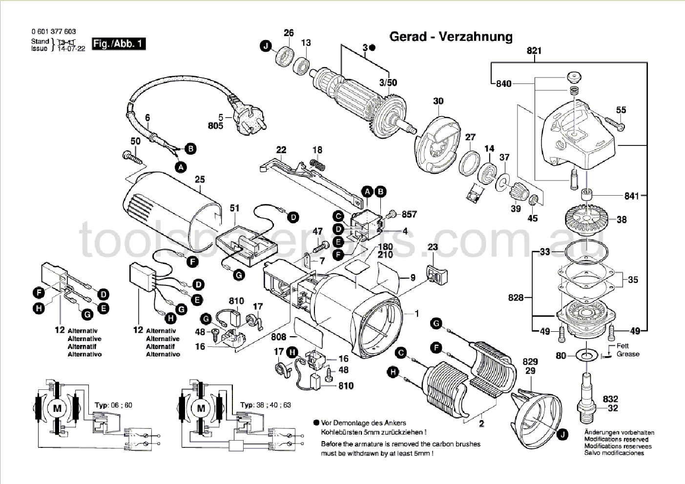 Bosch GWS 8-100 C 0601377661  Diagram 1
