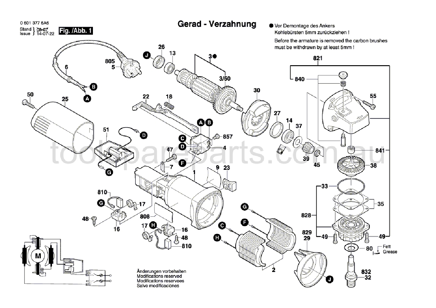 Bosch GWS 8-100 C 06013776G1  Diagram 1