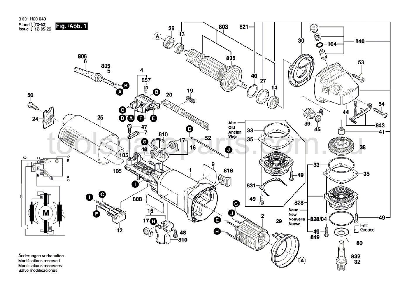 Bosch GWS 8-115 3601H20040  Diagram 1
