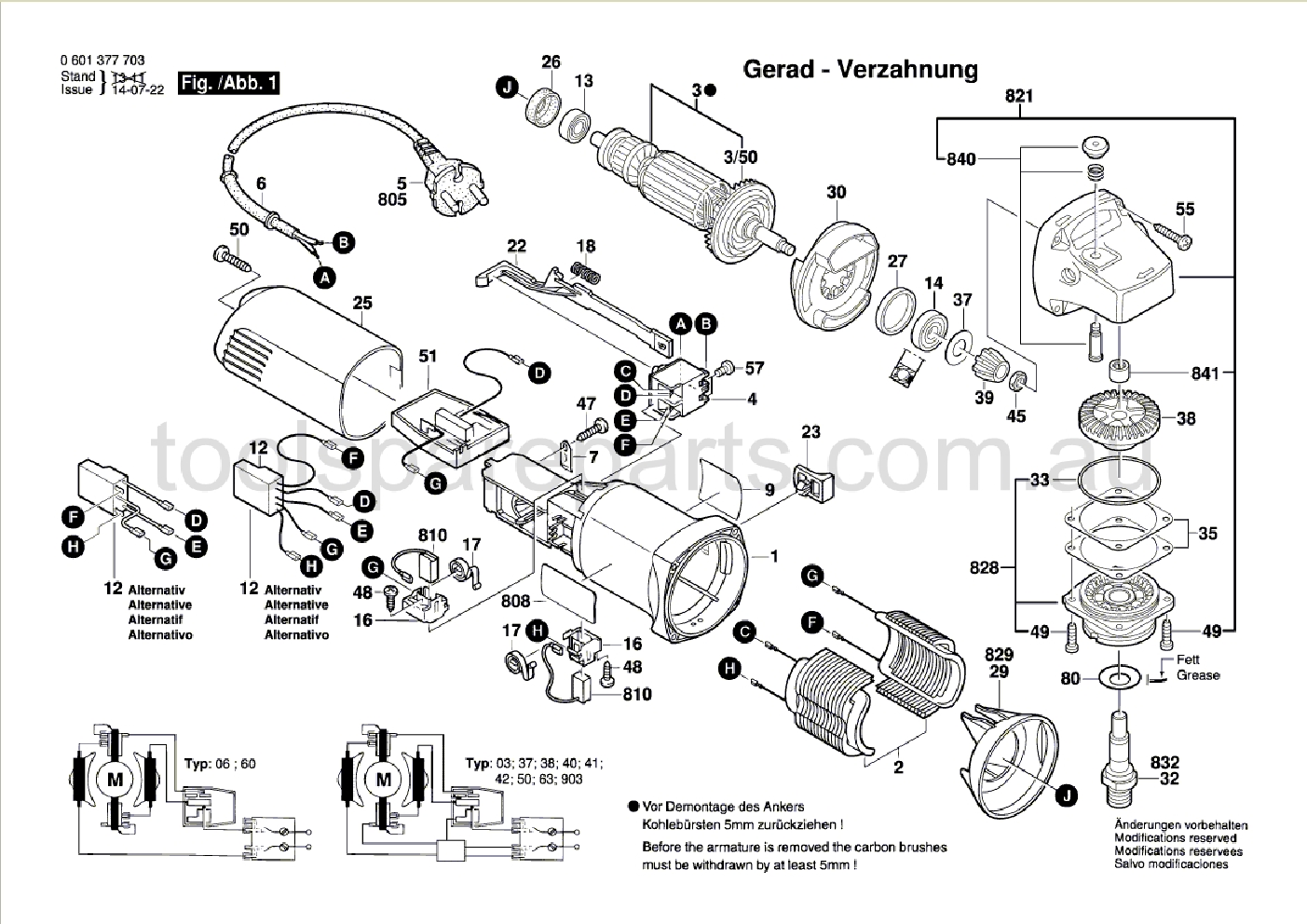 Bosch GWS 8-125 C 0601377737  Diagram 1